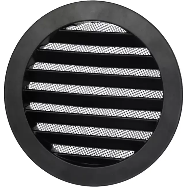Grille d‘aération extérieure ronde en aluminium - Ø 125mm - NOIR