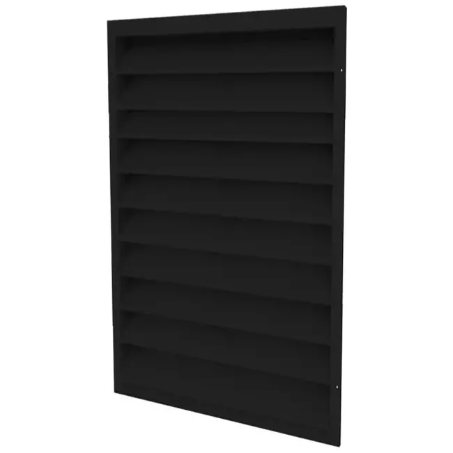 Grille murale extérieure 200x500 en acier avec ailettes fixes - couleur mixte RAL 9005