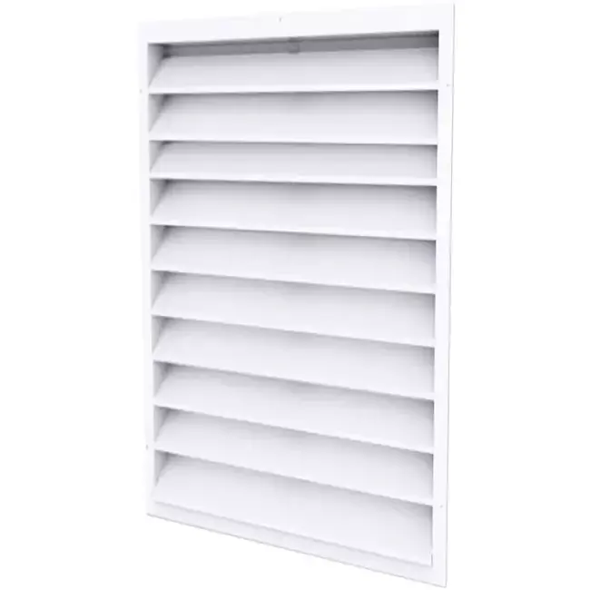 Grille murale extérieure 200x1000 en acier avec ailettes fixes - couleur mixte RAL 9003