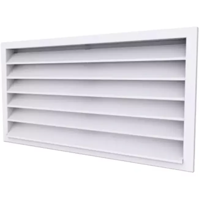 Grille murale extérieure 1000x500 en acier avec ailettes fixes - couleur mixte RAL 9003