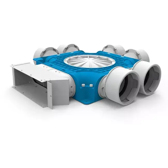 Diffuseur combiné Vent-Axia Uniflexplus 6x Ø90mm pour gaine plate galvanisée 220x80mm