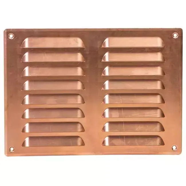 Grille de ventilation métallique carrée 260x190 mm cuivre - MR2619Cu