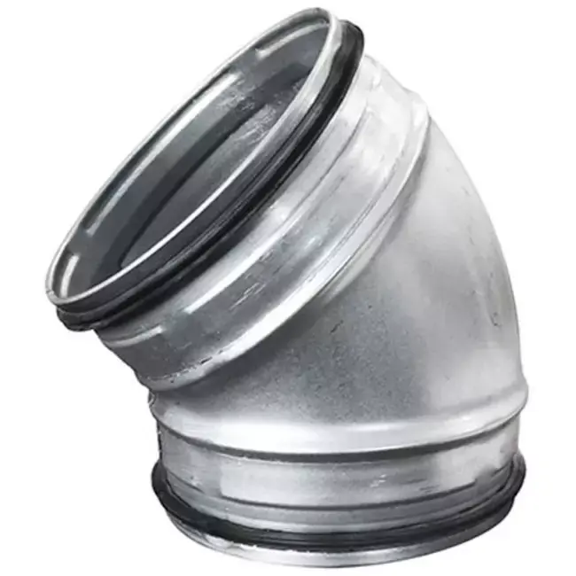 Coude spiralé court rond 45° Ø 160 mm pour conduit rigide galvanisé