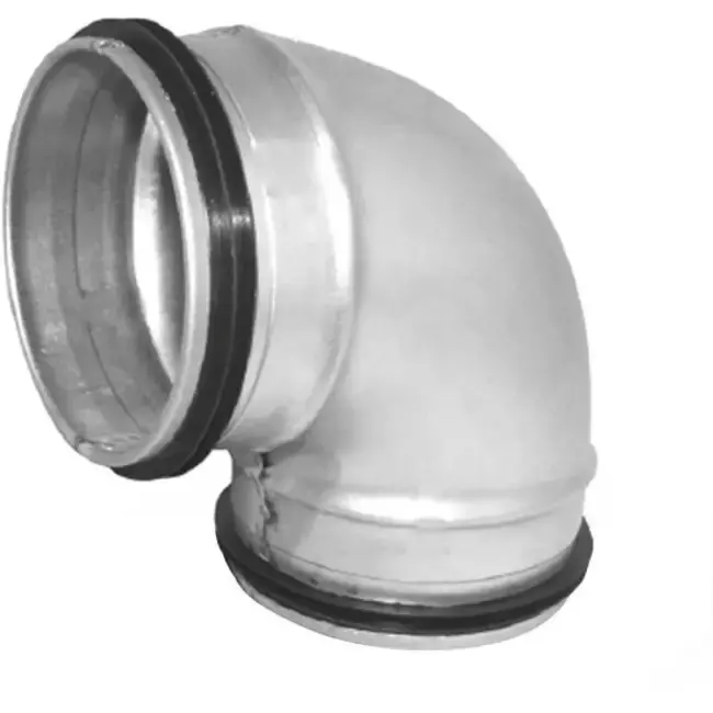 Coude spiralé court rond 90° Ø 125 mm pour conduit rigide galvanisé