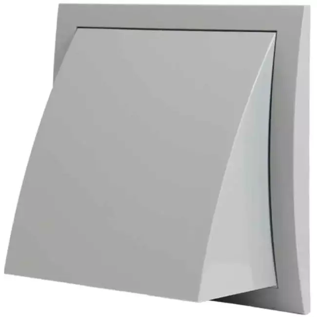 Grille de façade avec clapet anti-retour 150x150 mm diamètre 100 mm gris - ND10FVP