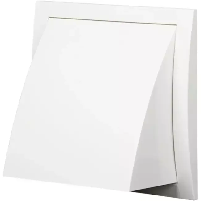 Grille de façade avec clapet anti-retour 150x150 mm diamètre 100 mm blanc - ND10FV