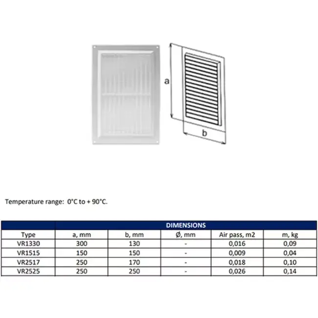 Grille de ventilation rectangulaire grillagée 130 x 300 mm marron - VR1330B