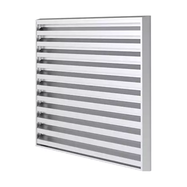 Grille murale extérieure 400x400 aluminium avec ailettes fixes