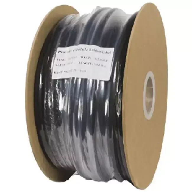 Câble flexible en caoutchouc noir 3 x 1,5 pour usage extérieur, rouleau de 50 mètres