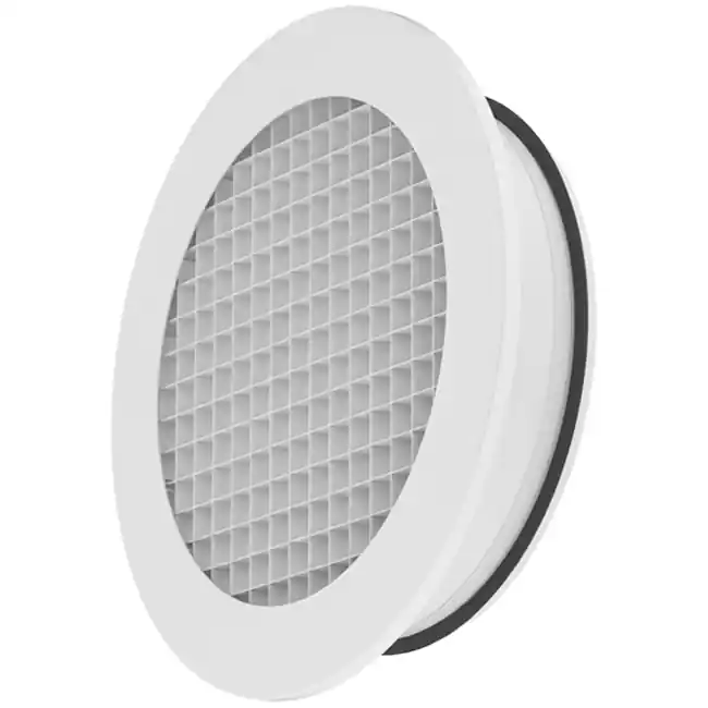 Grille murale circulaire en aluminium avec grille fixe - 100 mm - RAL 9003