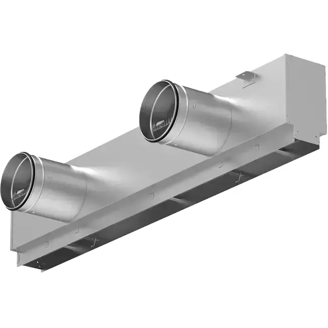 Plénum isolé avec registre de réglage du débit d‘air pour grille linéaire en aluminium à 2 lamelles - 1500 mm