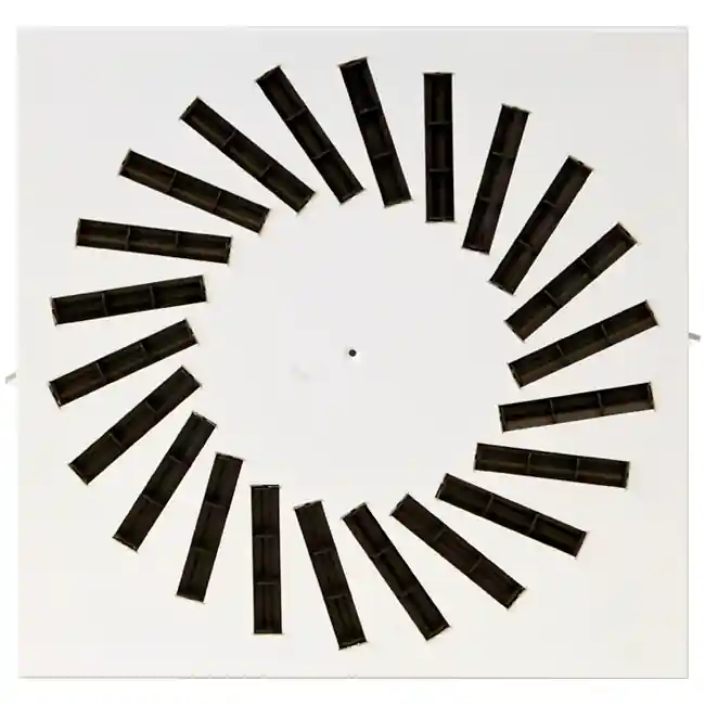 Diffuseur à jet hélicoïdal en acier avec déflecteurs réglables - 595x595 mm - RAL 9010