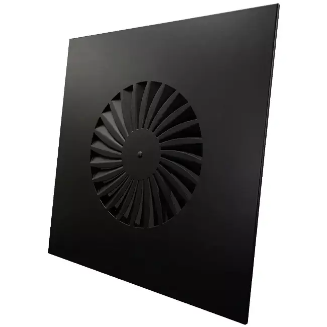 Diffuseur à jet hélicoïdal à ailettes fixes 500mm carré - SWS 500 RAL 9005 30% brillant