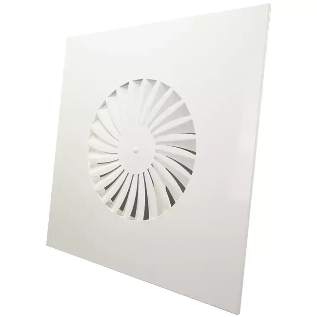Diffuseur à jet hélicoïdal à ailettes fixes 500mm carré - SWS 500 RAL 9016