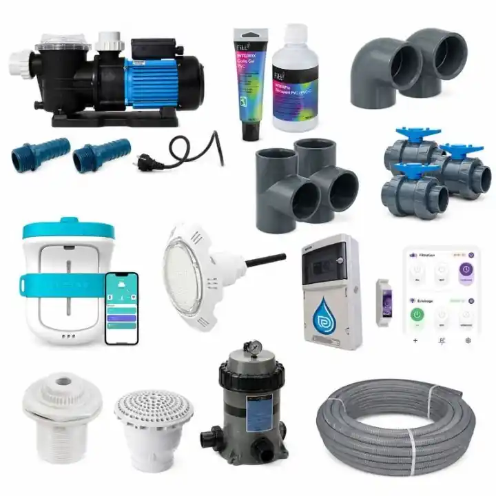 Kit filtration pour spa + doseur produit + Pièces à sceller + plomberie