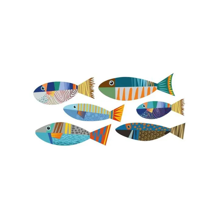 Décoration auto-collante 6 poissons