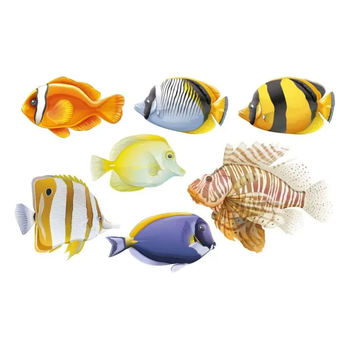 Décoration auto-collante 7 poissons