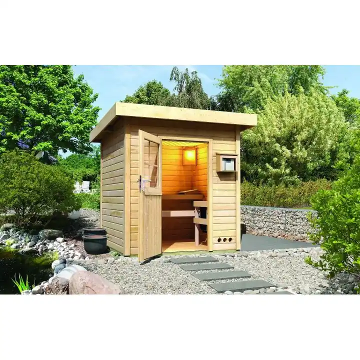 Sauna extérieur toit plat Torge brut