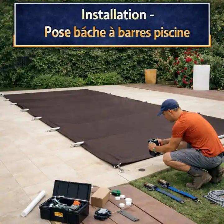 installation bâche à barres piscine- 34 - Montpellier
